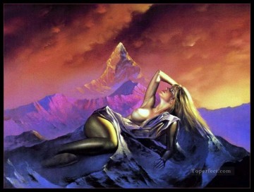 Fantasía popular Painting - Mujer montaña fantasía